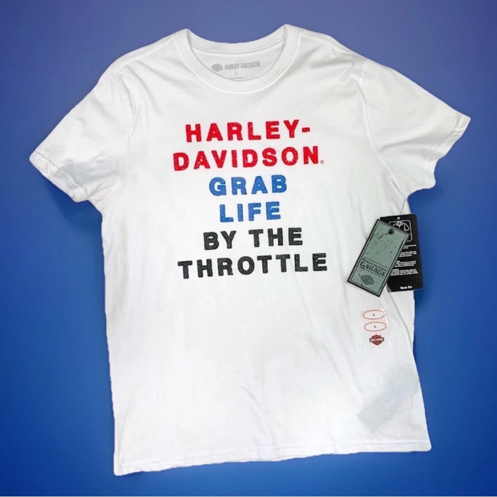 Harley-Davidson Throttle Biker  White Crew Neck Slim Fit T-Shirt